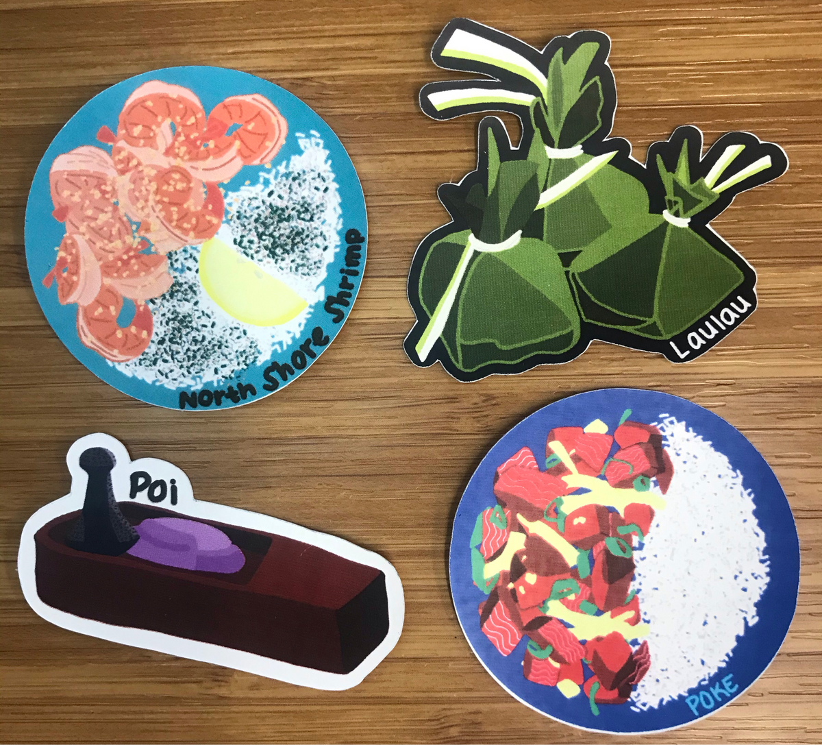 Hawaiian Food Sticker Set (4 pieces 2”x2”) – Local Design