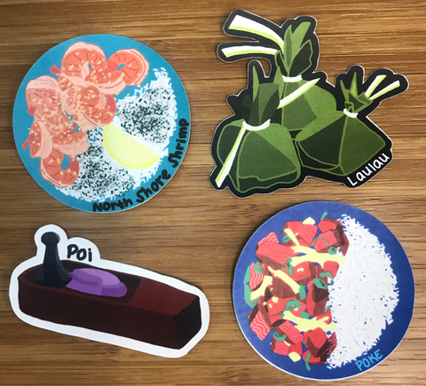 Hawaiian Food Sticker Set (4 pieces 2”x2”)